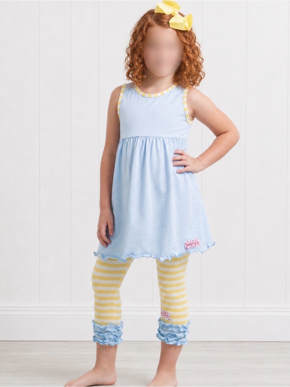Ruffle Girl Blue & Yellow Ruffle Legging Capri Set